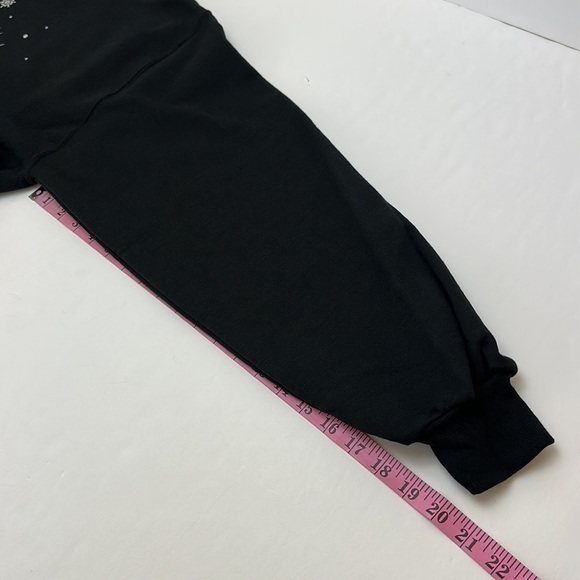 Jerzees Puppy Bird Snowflakes Winter Scene Sweatshirt Mock Neck Large Black Cozy - Picture 13 of 15